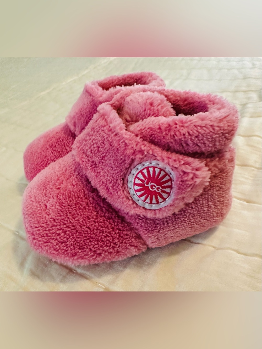 UGG Pink Fuzzy Infant Booties